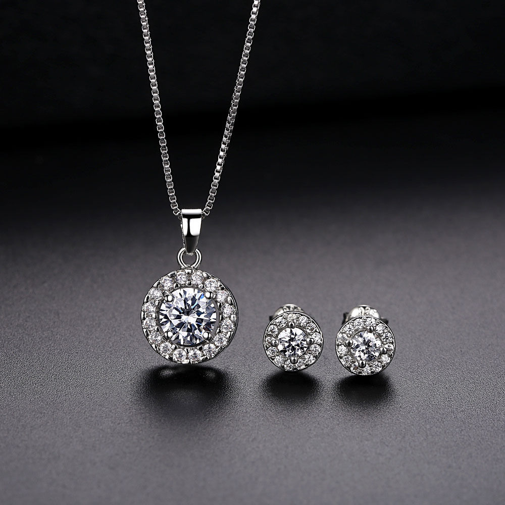 Fashion Jewelry Set with Zircon Necklace and Earrings