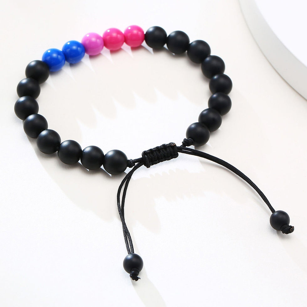 Thumbnail: Bracelet Acrylic Black Agate Beaded Bracelet Friendship Men And Women