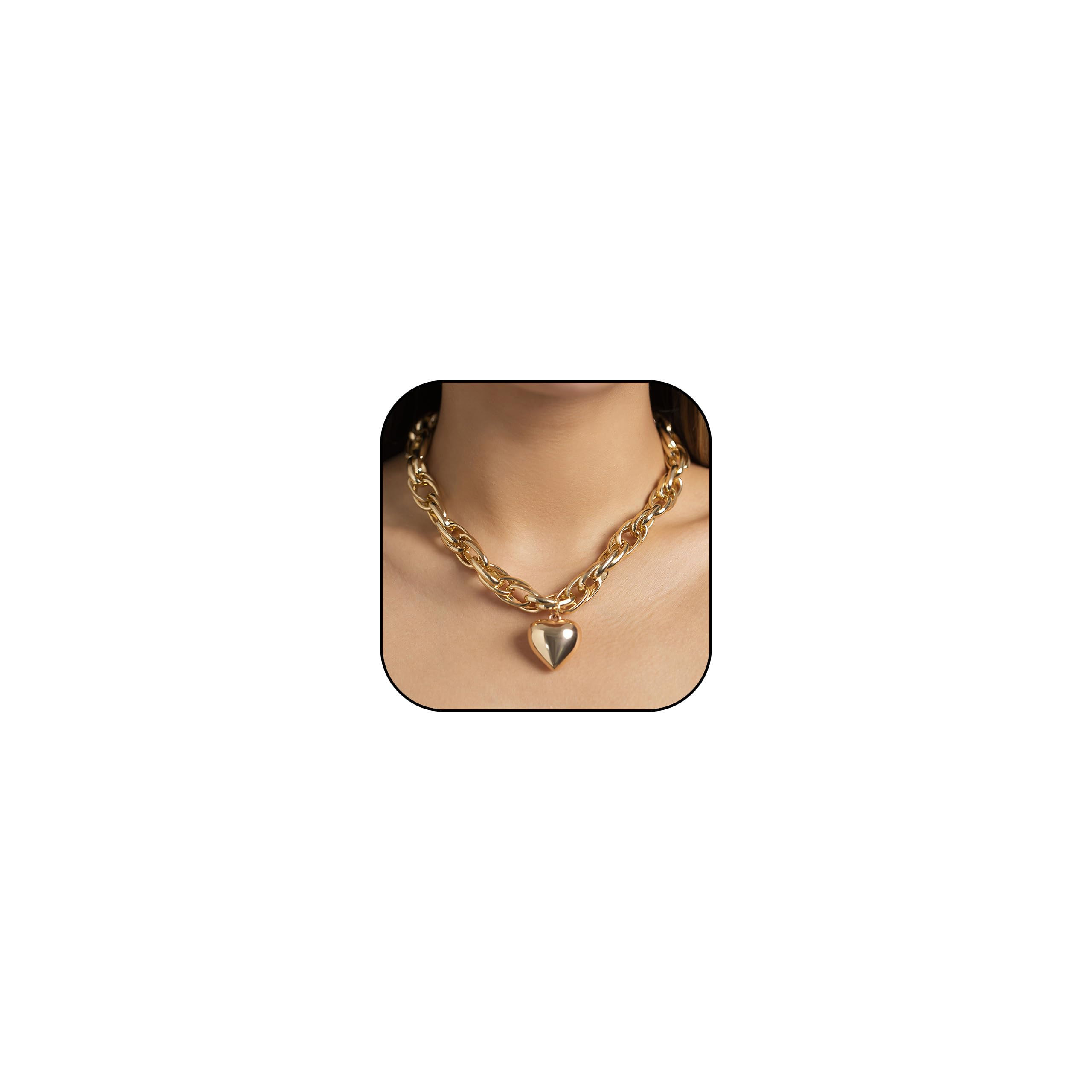 Harry and Henry Chunky Gold Necklace Silver Toggle Cuban Link Chain Choker Neckl
