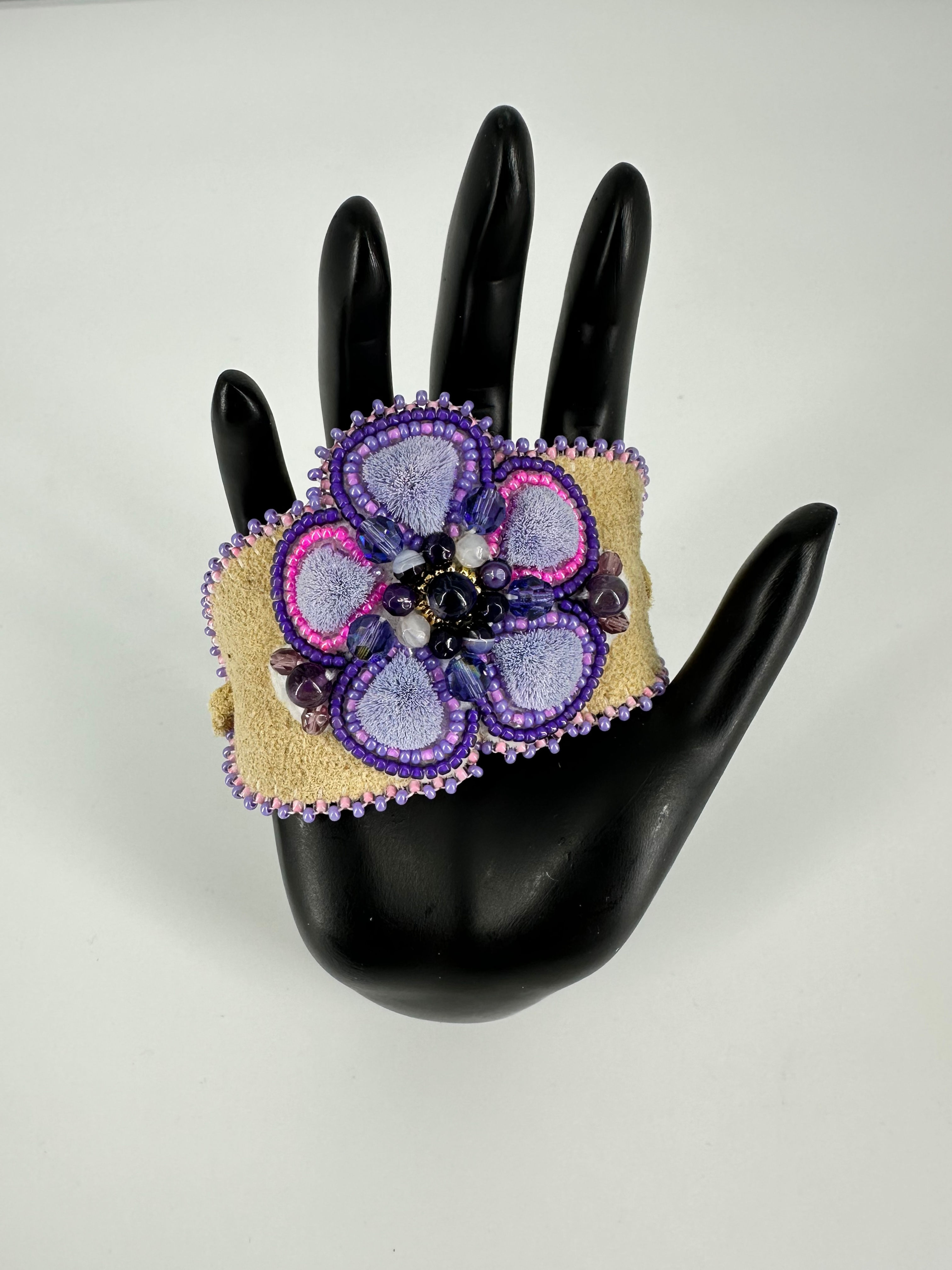 Purple Tufted Floral Cuff 