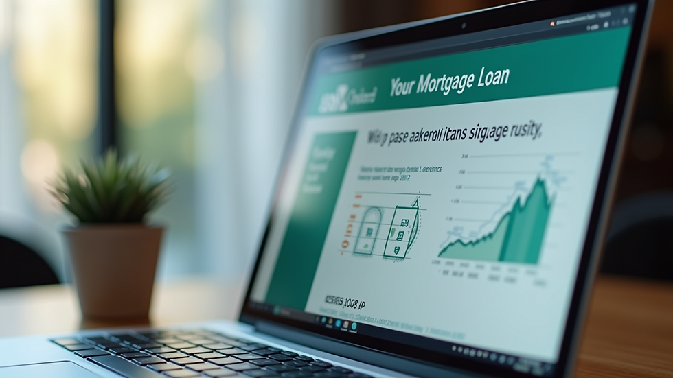Close-up view of a laptop screen showing mortgage loan software interface