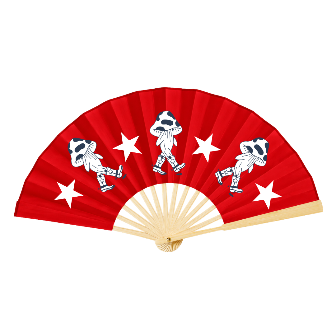 Mushroom Cowboy Bamboo Fan