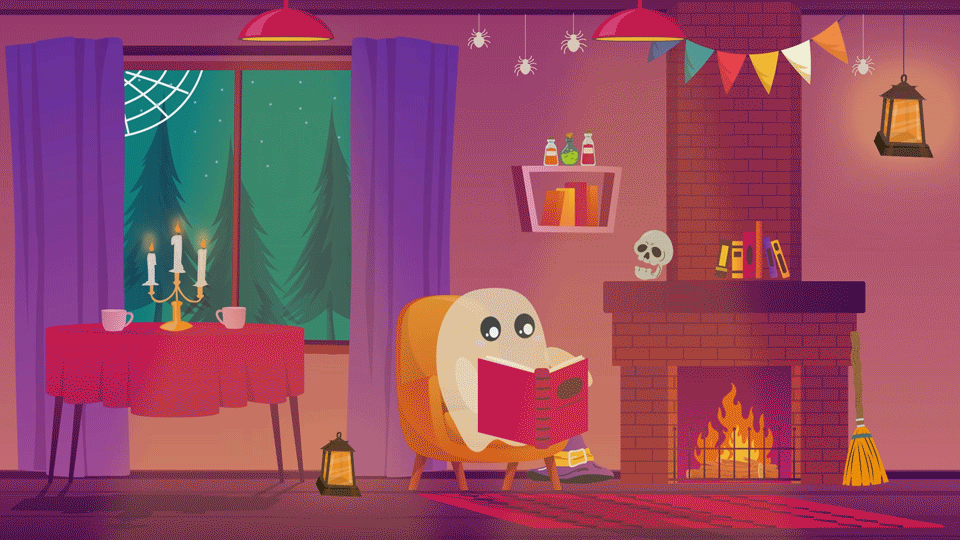 2D character animation, ghost, Halloween
