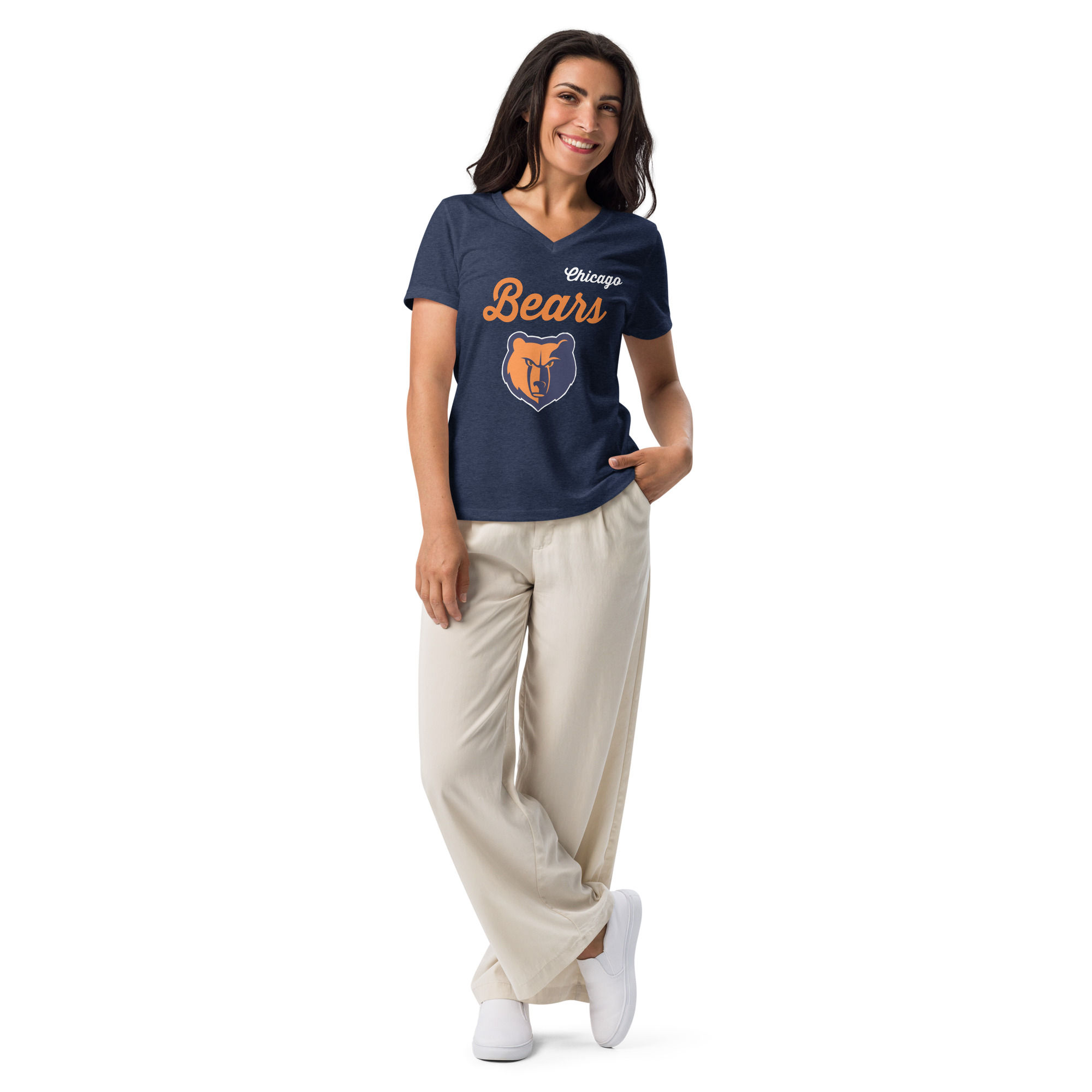 CHICAGO BEARS Ladies Relaxed V-Neck T-Shirt