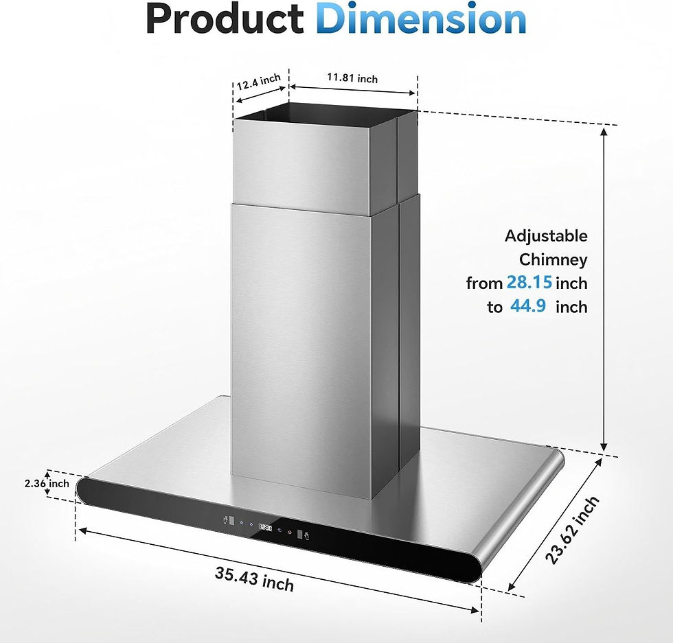 Thumbnail: 30 inch / 30 inch Island Range Hood 700 CFM Dual-Sided Ceiling Mount Vent Hood, 