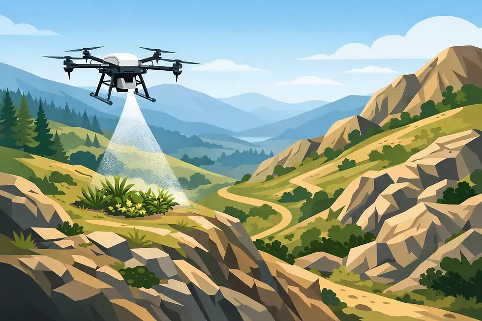 Spot Spraying by Drone on Tough Terrain