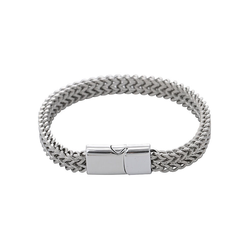Thumbnail: Explosive Hip Hop Stainless Steel Front and Back Men's Simple Bully Punk Bracele