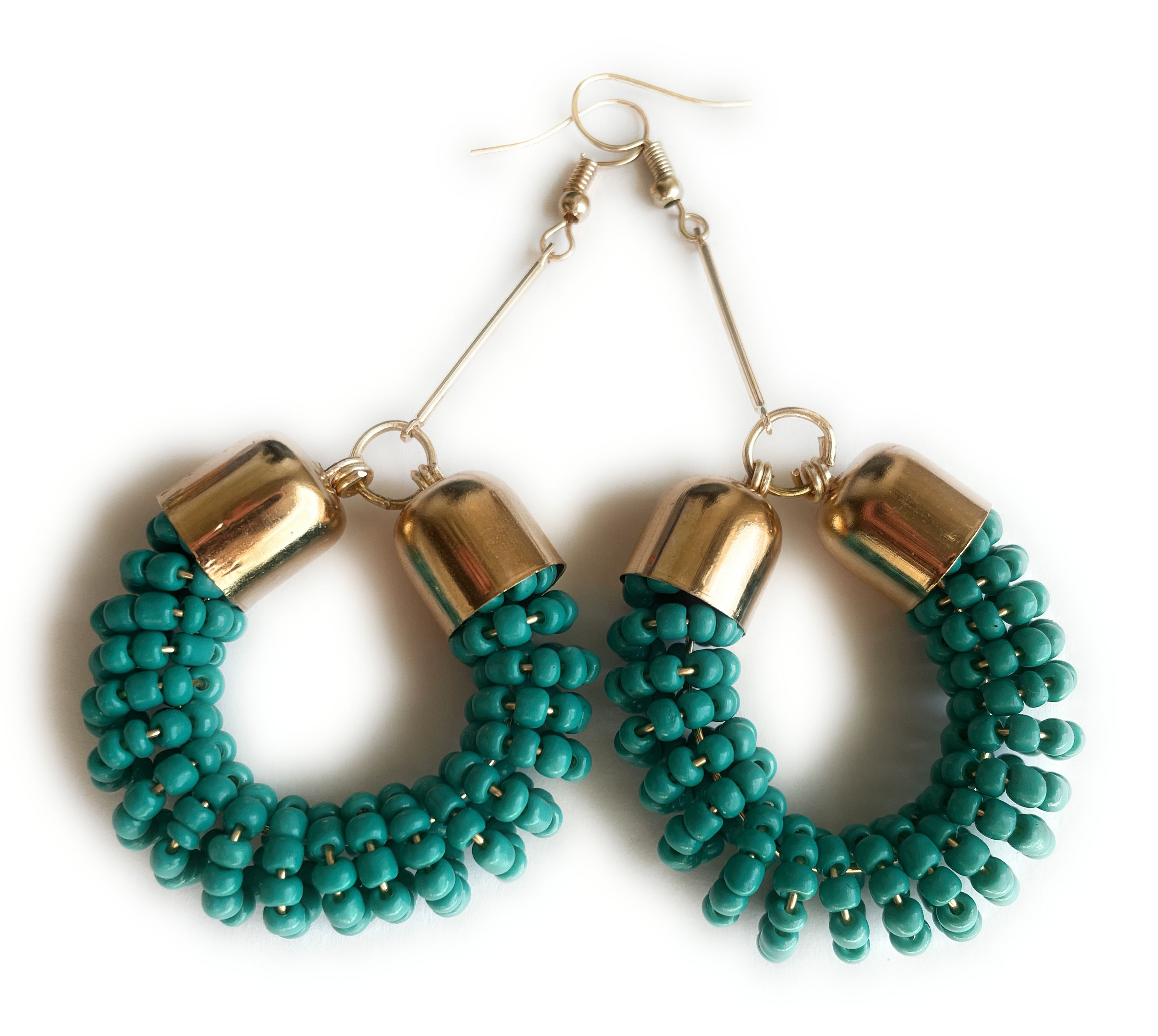 Alili Dark Green Tribal Bead Earrings Large