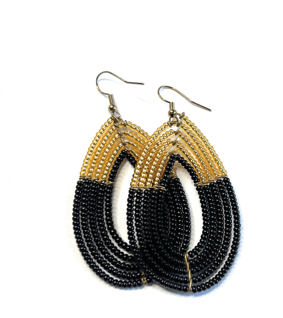 Thumbnail: Handmade, black and gold large earrings by alili Bold Accessories