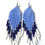 Thumbnail: Long blue and white beaded statement earrings fringe