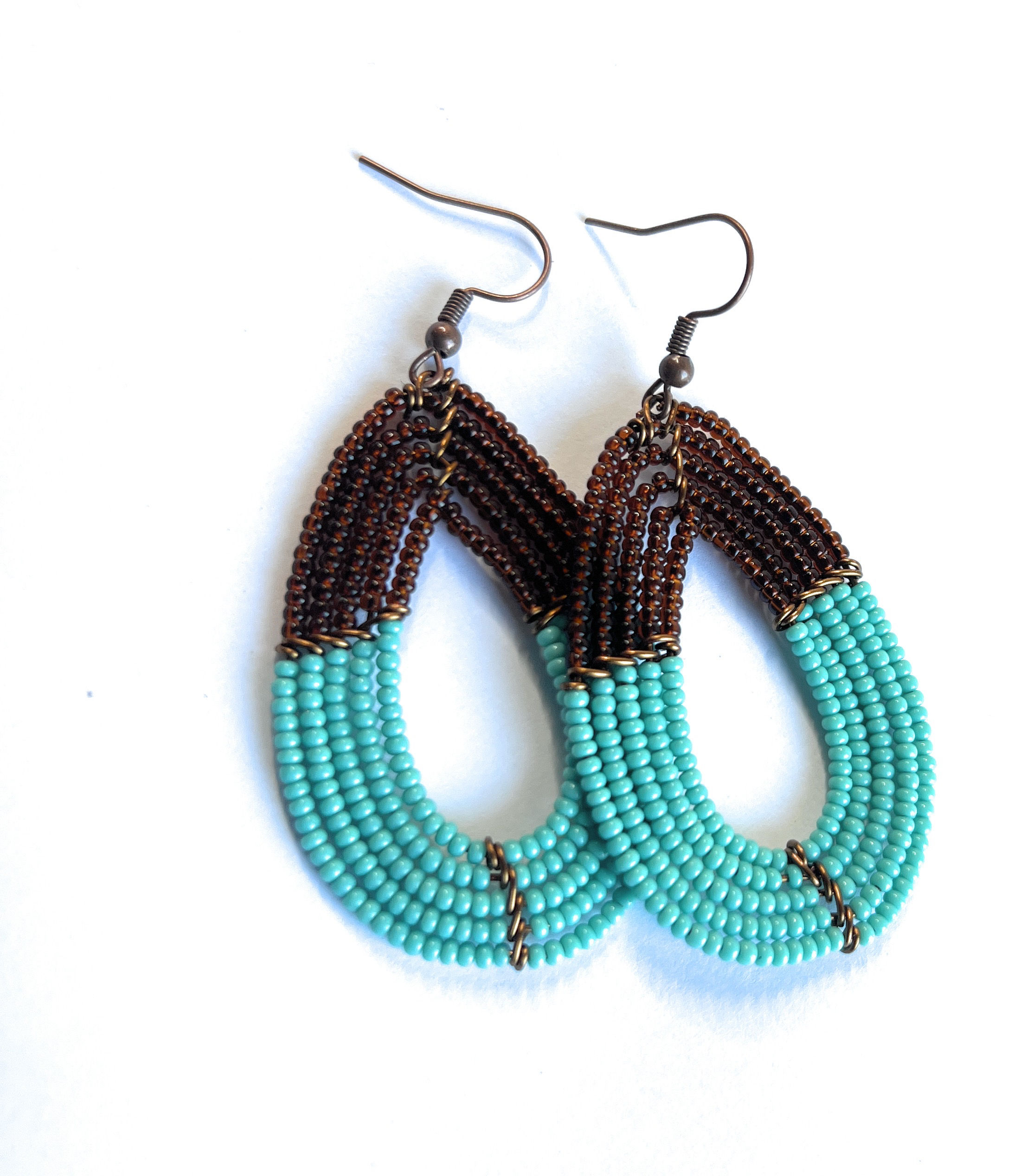 Alili Bold Accessories Turquoise and crystal lined  brown earrings country