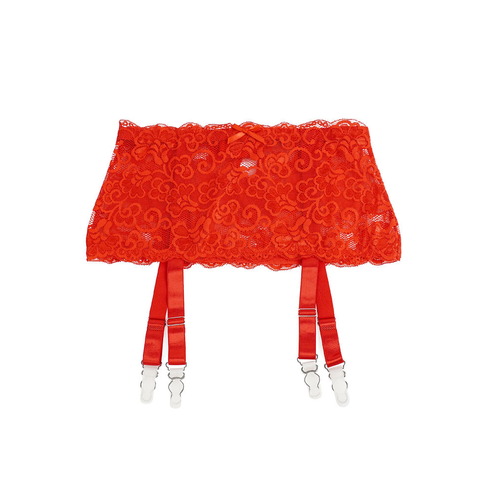 Thumbnail: Vyzion Scarlet Elegance Lace Garter Skirt & Panty Set