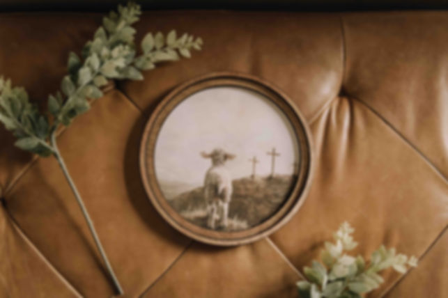 Lamb & Crosses Framed Art - 8" Round