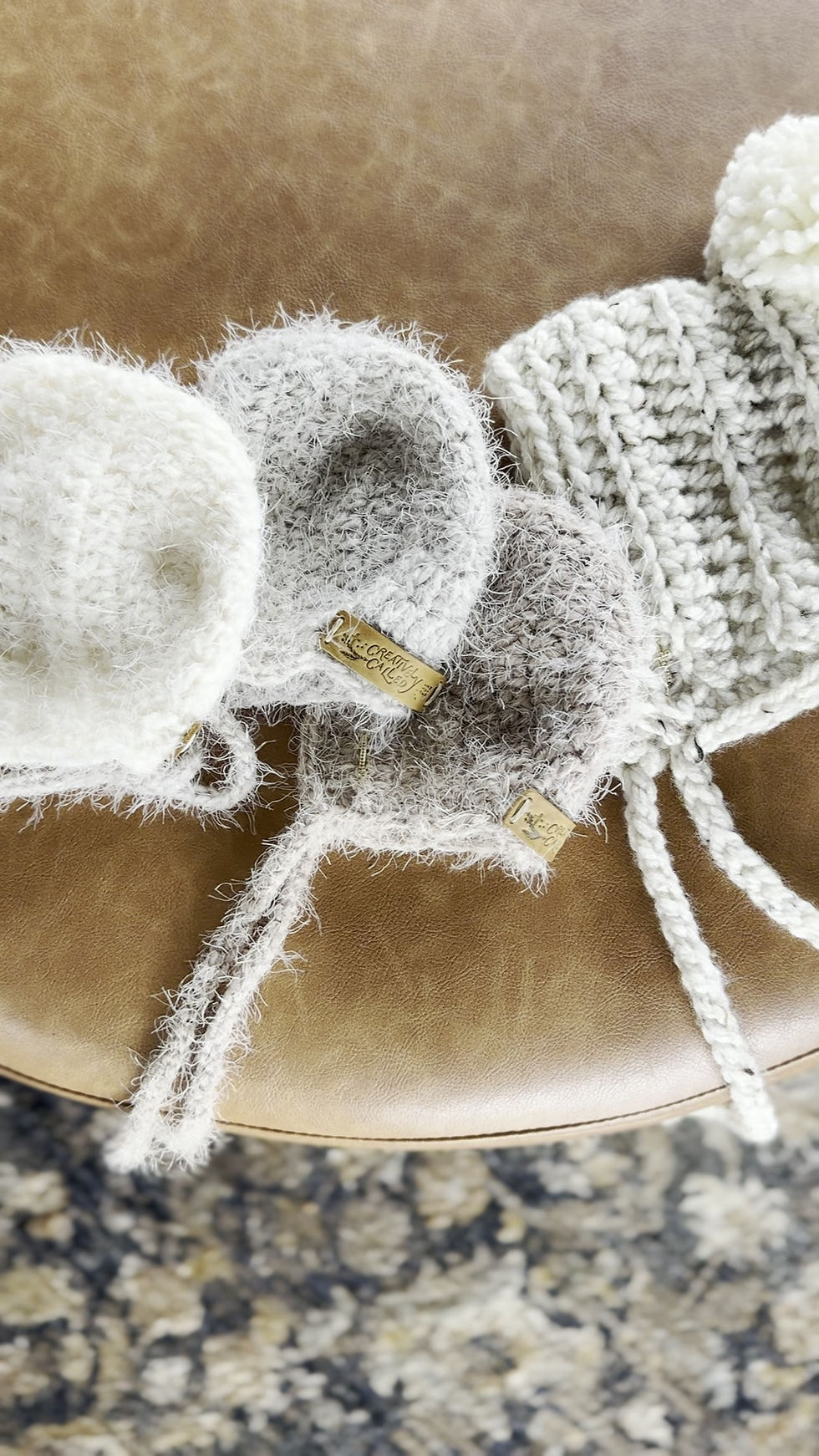 Thumbnail: Crochet Baby Bonnet (Gray)