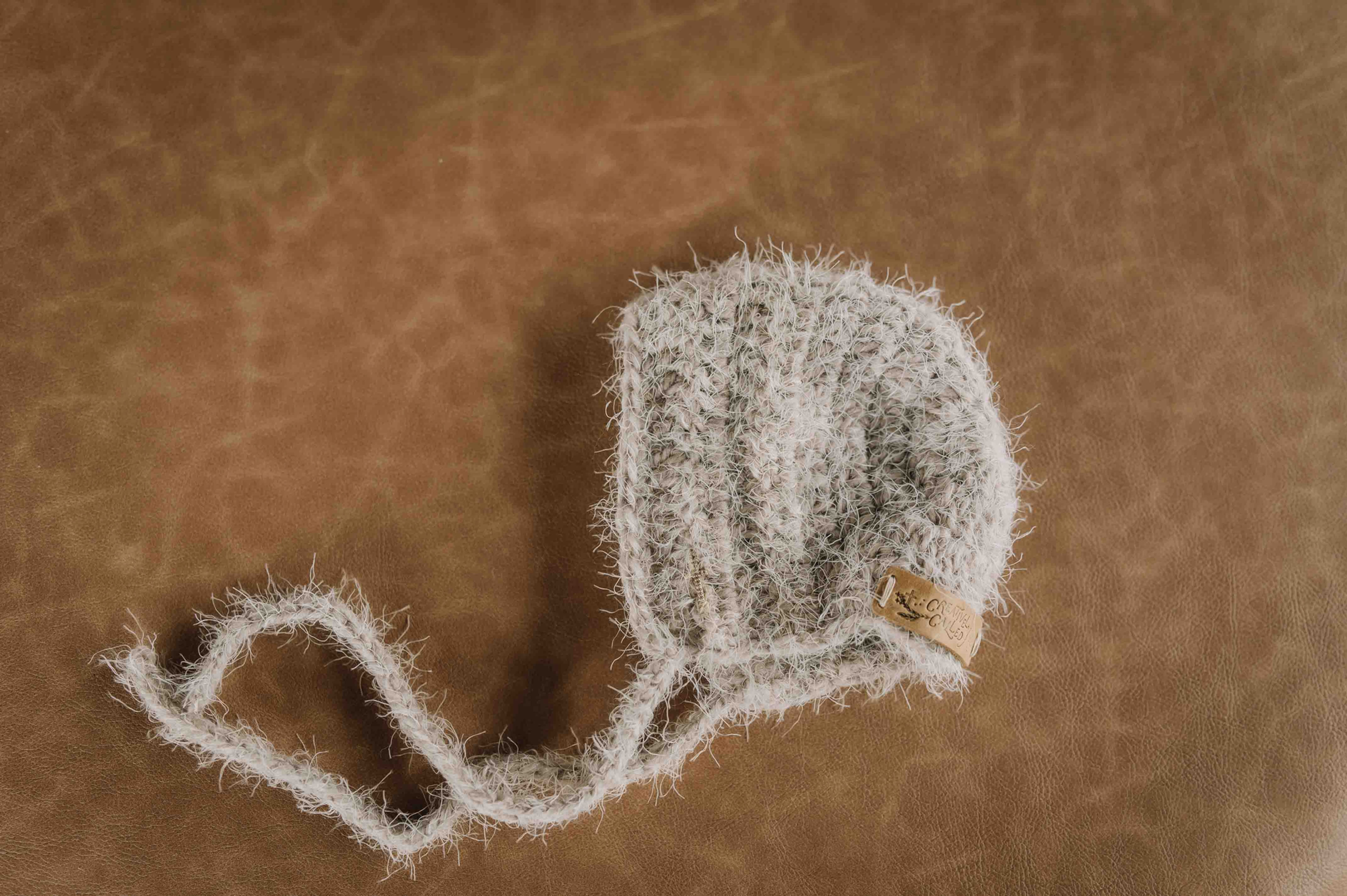 Crochet Baby Bonnet (Taupe)