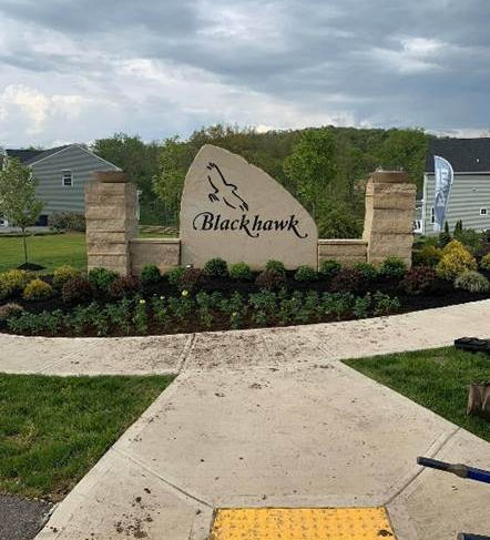 landscaping at the entry of a gated community