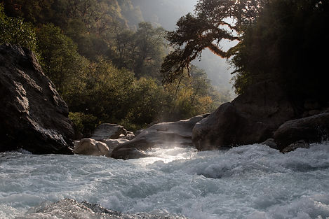 River sunset Lang Tang Valley Nepal Asia