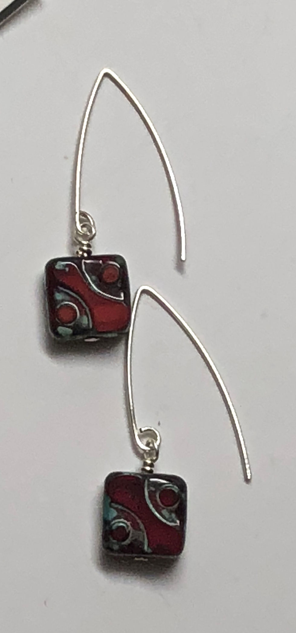 Thumbnail: Garnet red Picasso Czech square beads