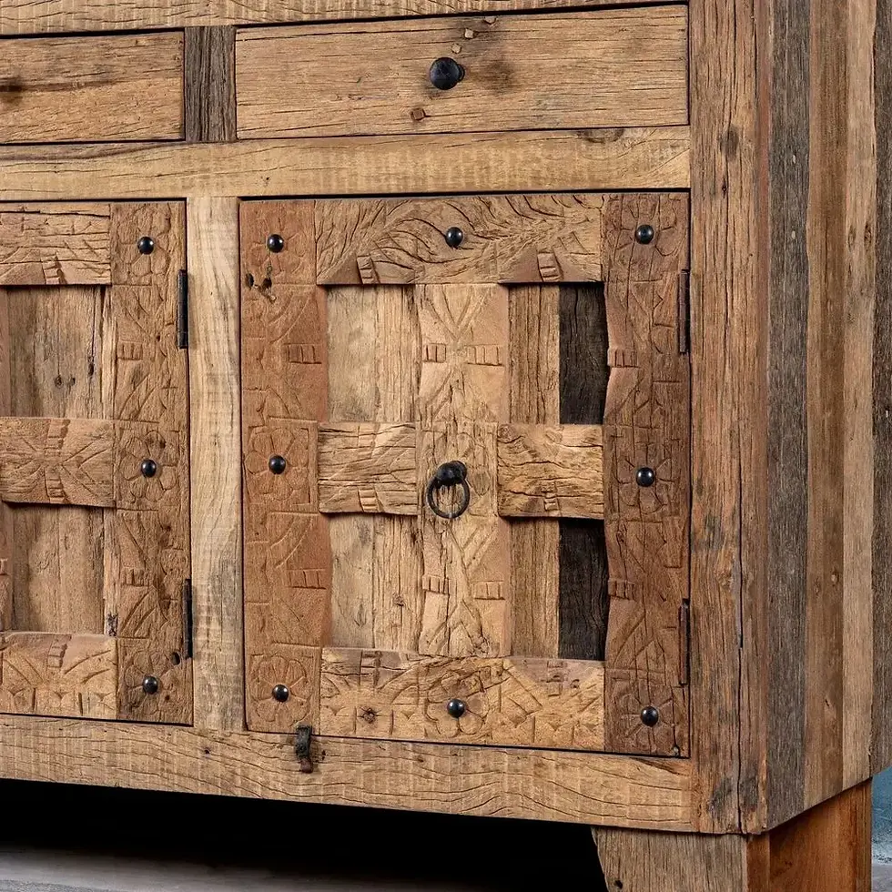 Thumbnail: Modern Sheesham Wood Sideboard 150cm with Sliding Doors and Drawers