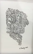 Thinking Man Abstract Sketch, (5 x 7 in.), Ink marker on Paper Framed