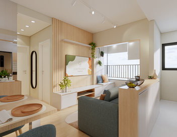 espaço integrado com funcionalidade e equilíbrio visual