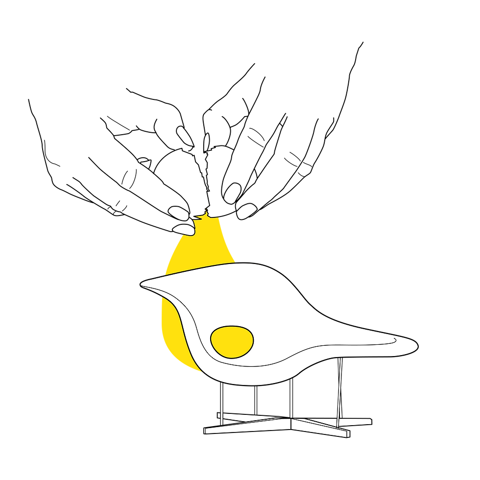 כיסא La Chaise של ויטרה עם ידיים ששופכות מעליו ביצה