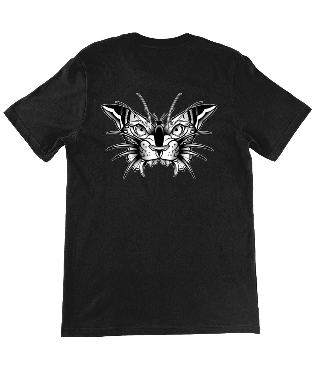 Unisex T-Shirt with Tattoo style butterfly with Tigers face as body 