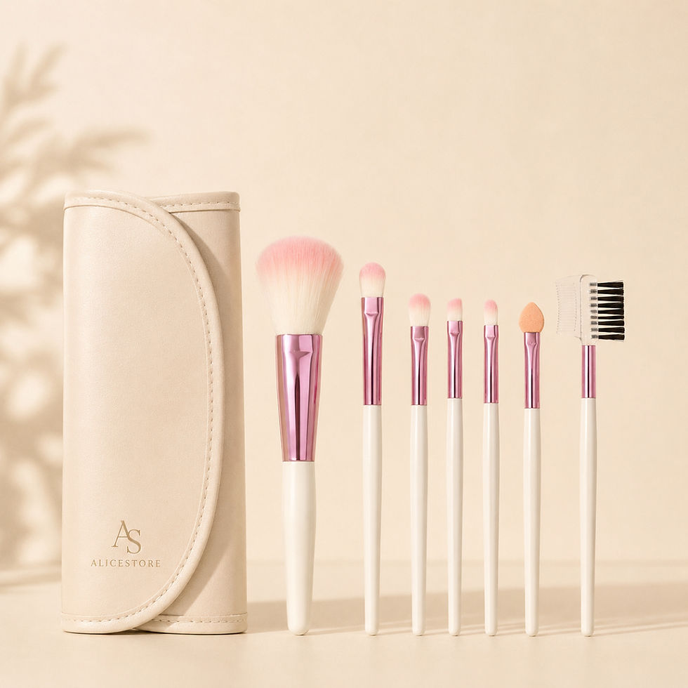 7-piece makeup brush set with travel pouch