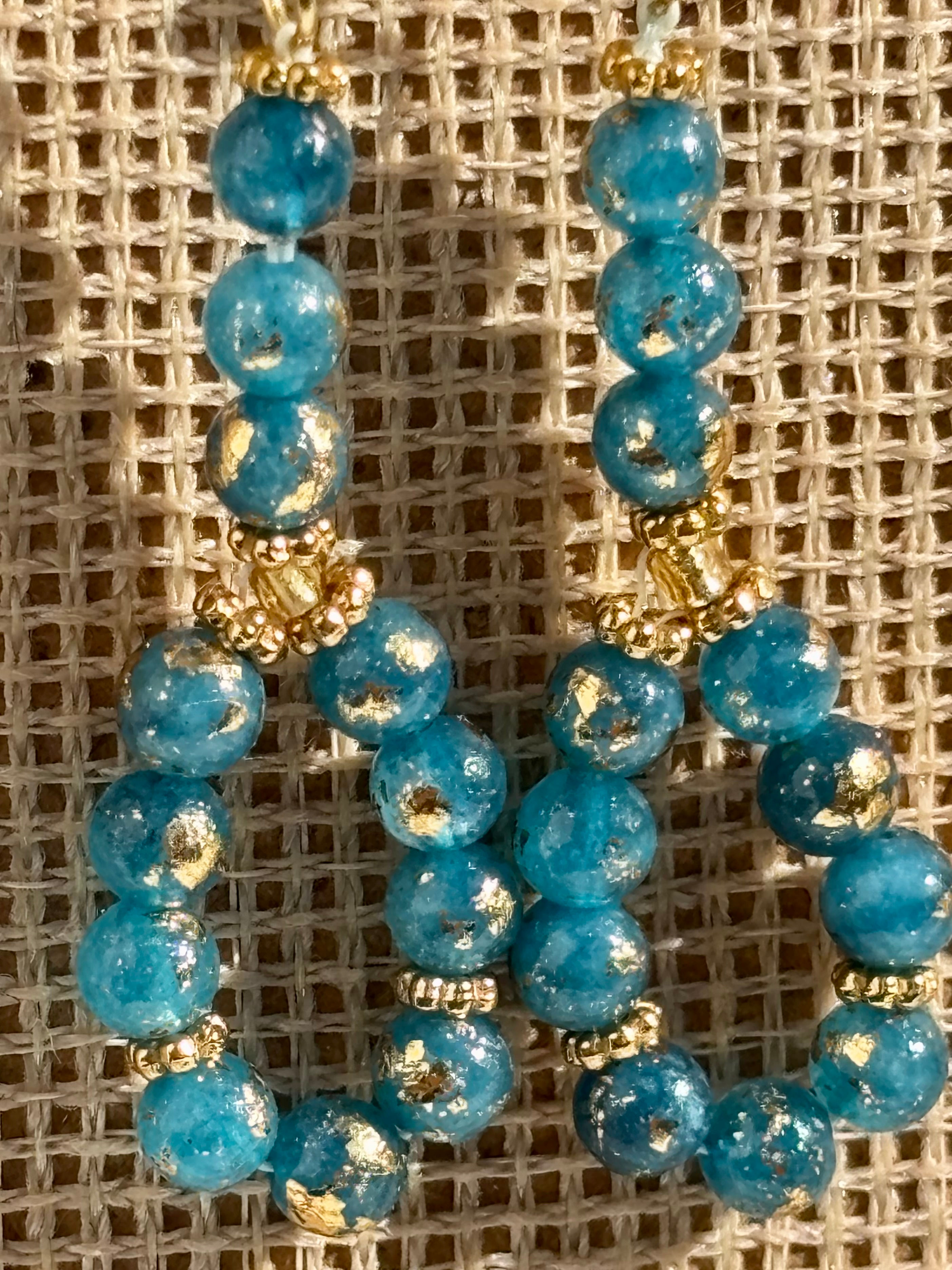 Boucles d'oreilles en apatite et or 24 carats