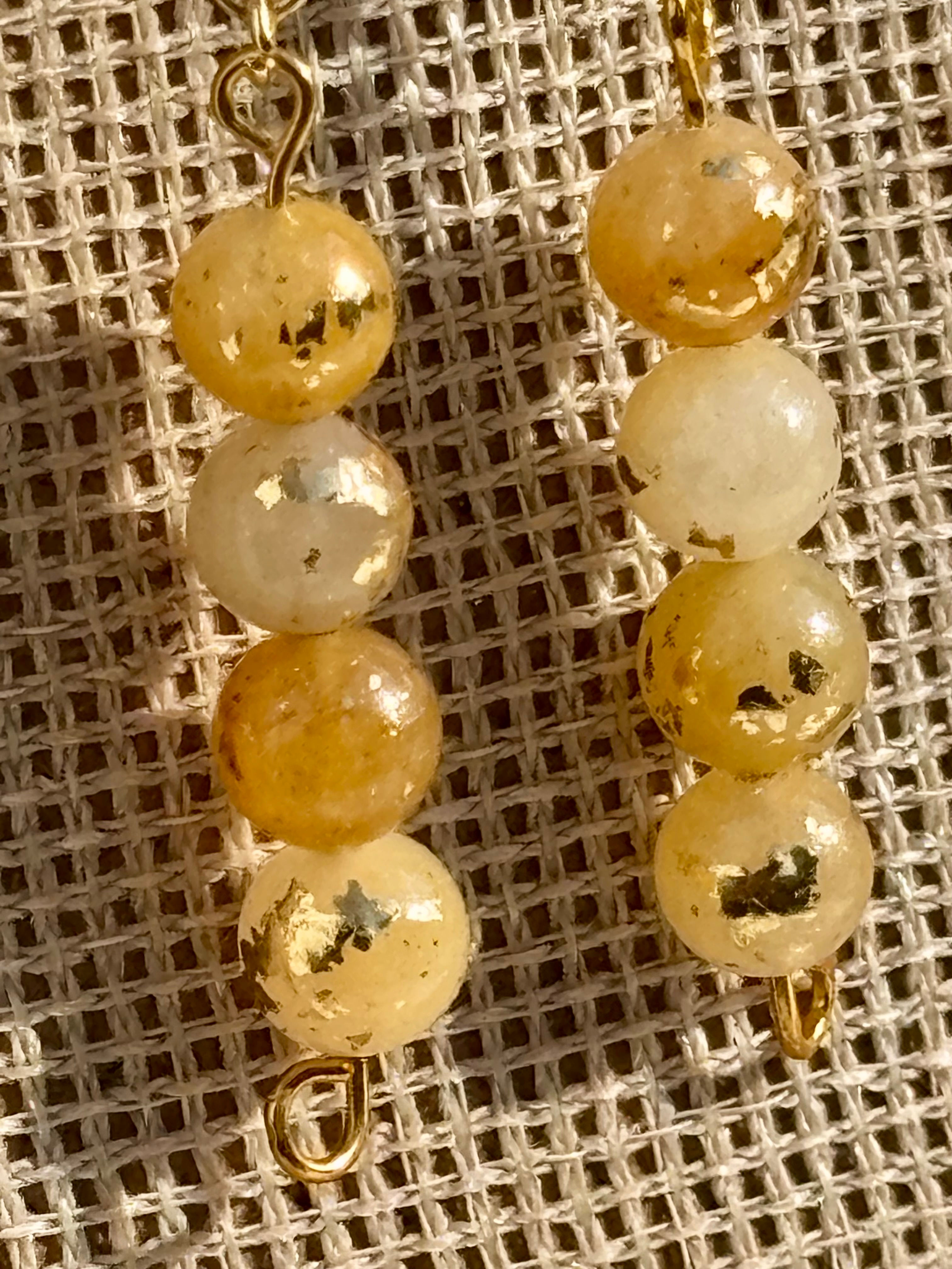 Boucles d'oreilles en aventurine jaune avec de l’or 24 carats