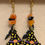 Miniature : Boucles d'oreilles avec de la cornaline, l'obsidienne et un chapeau