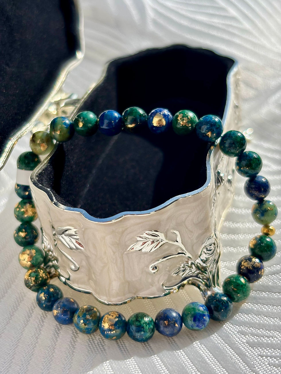 Miniature : Bracelet en chrysocolle avec de l’or 24 carats