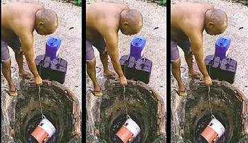 Morador tenta conseguir água em poço improvisado