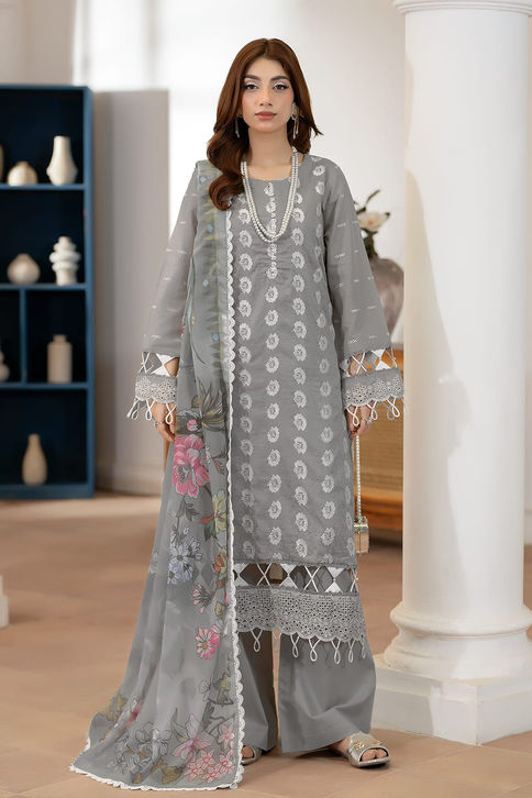 Grey Embroidered Kurta Set