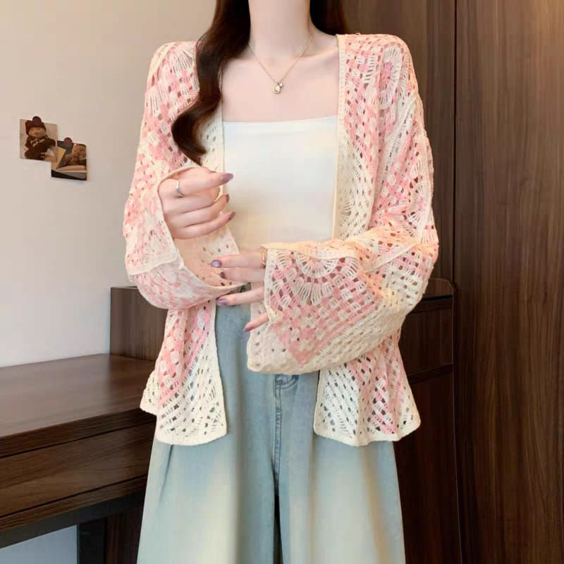 Pink Petal Crochet Cardigan