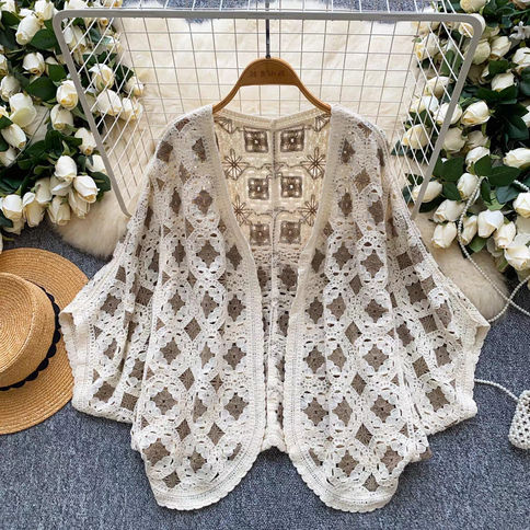 Mocha Bloom Crochet Cardigan