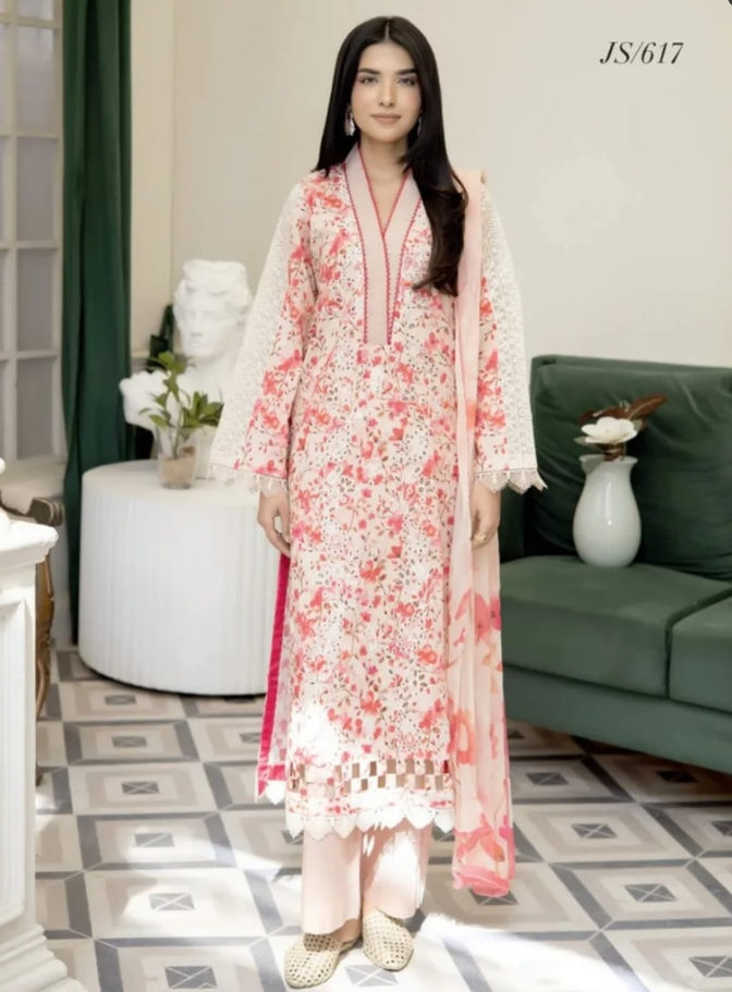 Ivory & Pink Floral Kurta Set