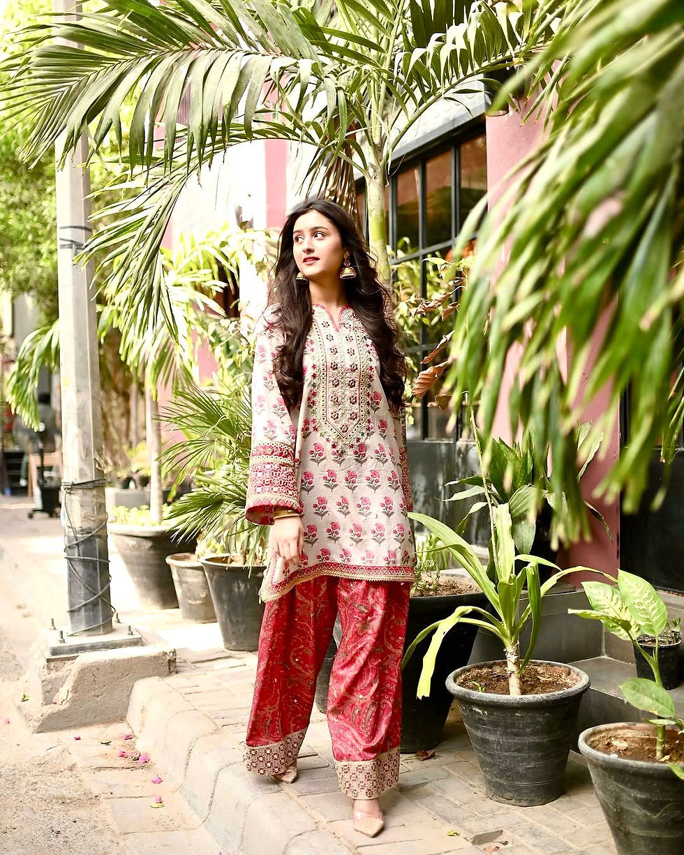 Cream & Pink Floral 3-Piece Suit Set