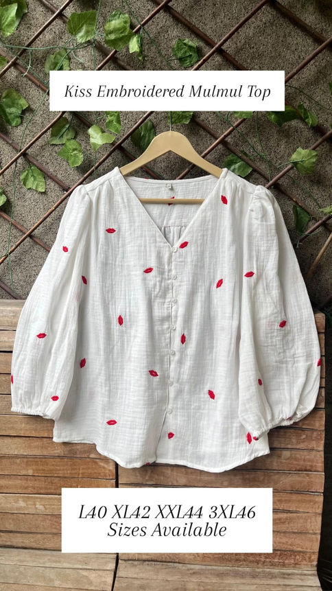 Kiss embroidered mulmul top