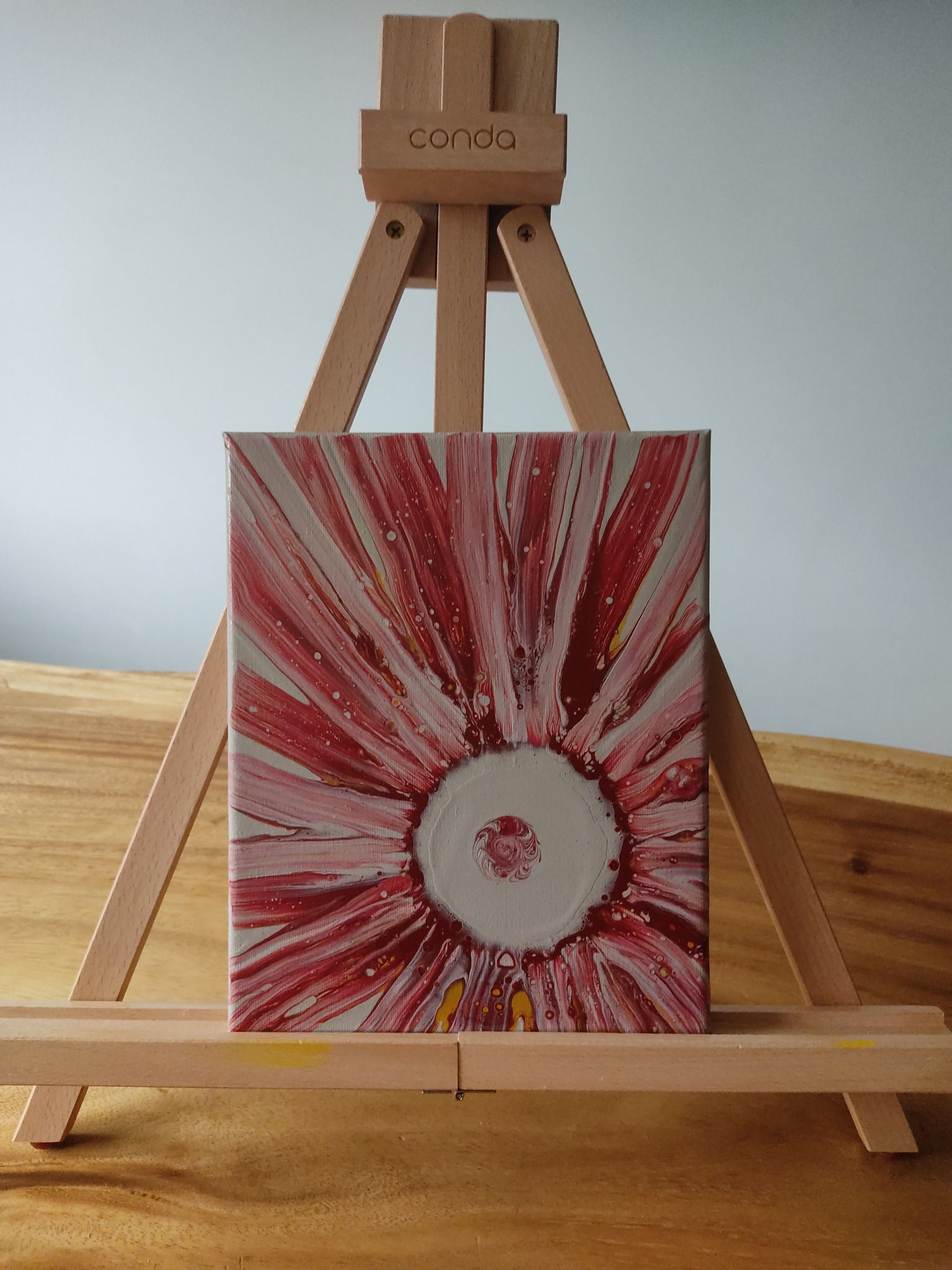 Red and beige sunflower canvas - 25x20 cm
