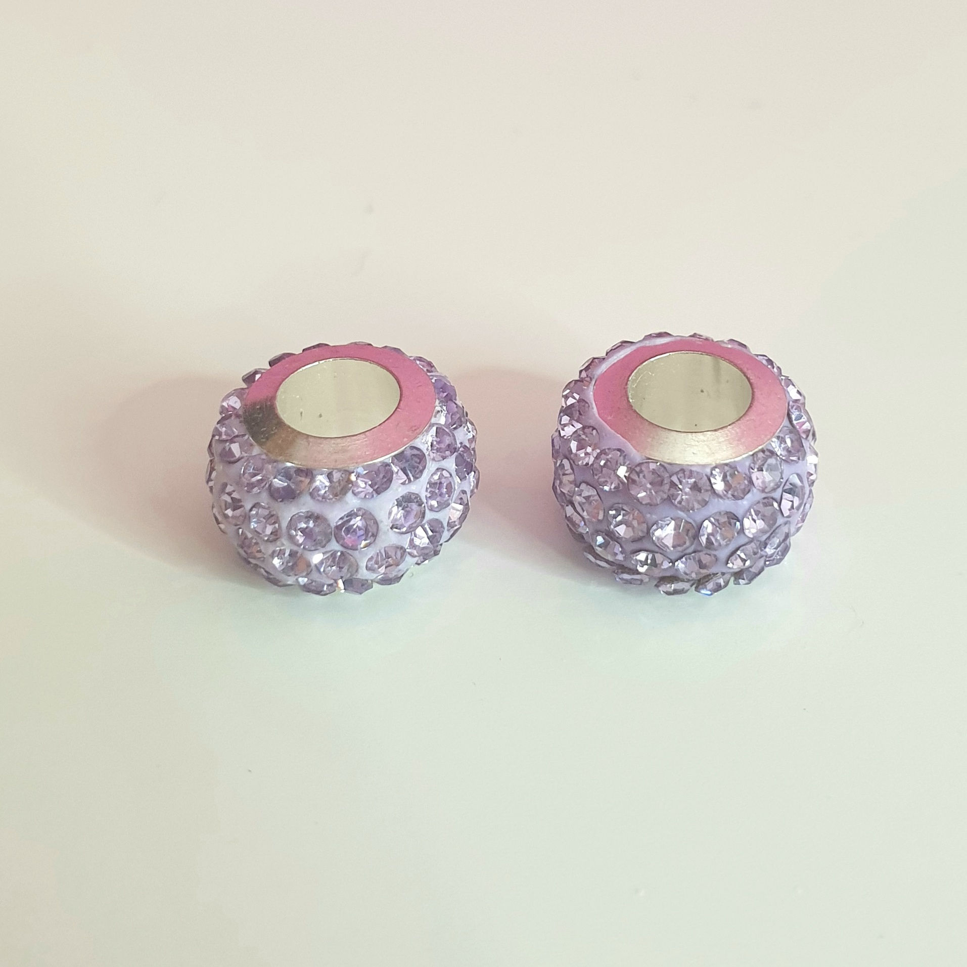 Kordelperle Glitzer-Perle flieder/silber