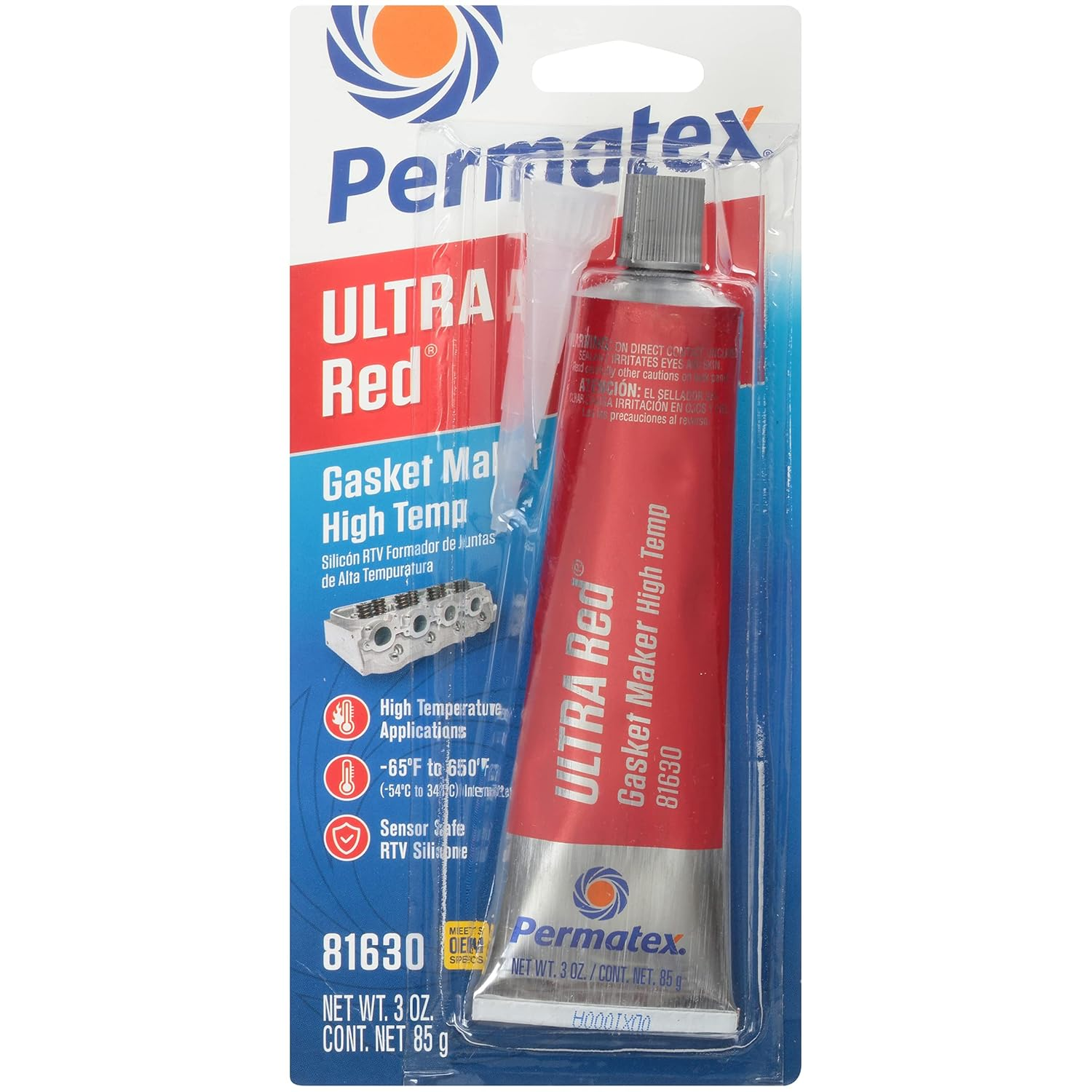 Red High Temperature Gasket Maker, 3 Oz