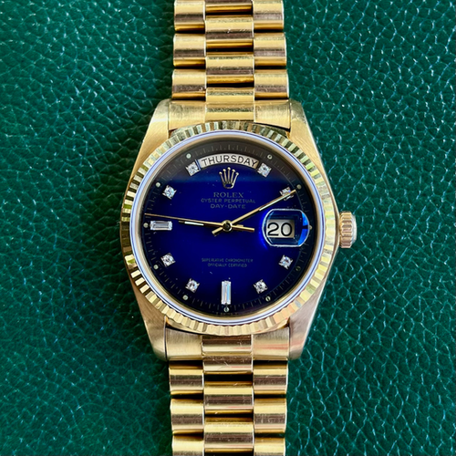 1978 Rolex Day-Date blue vignette dial