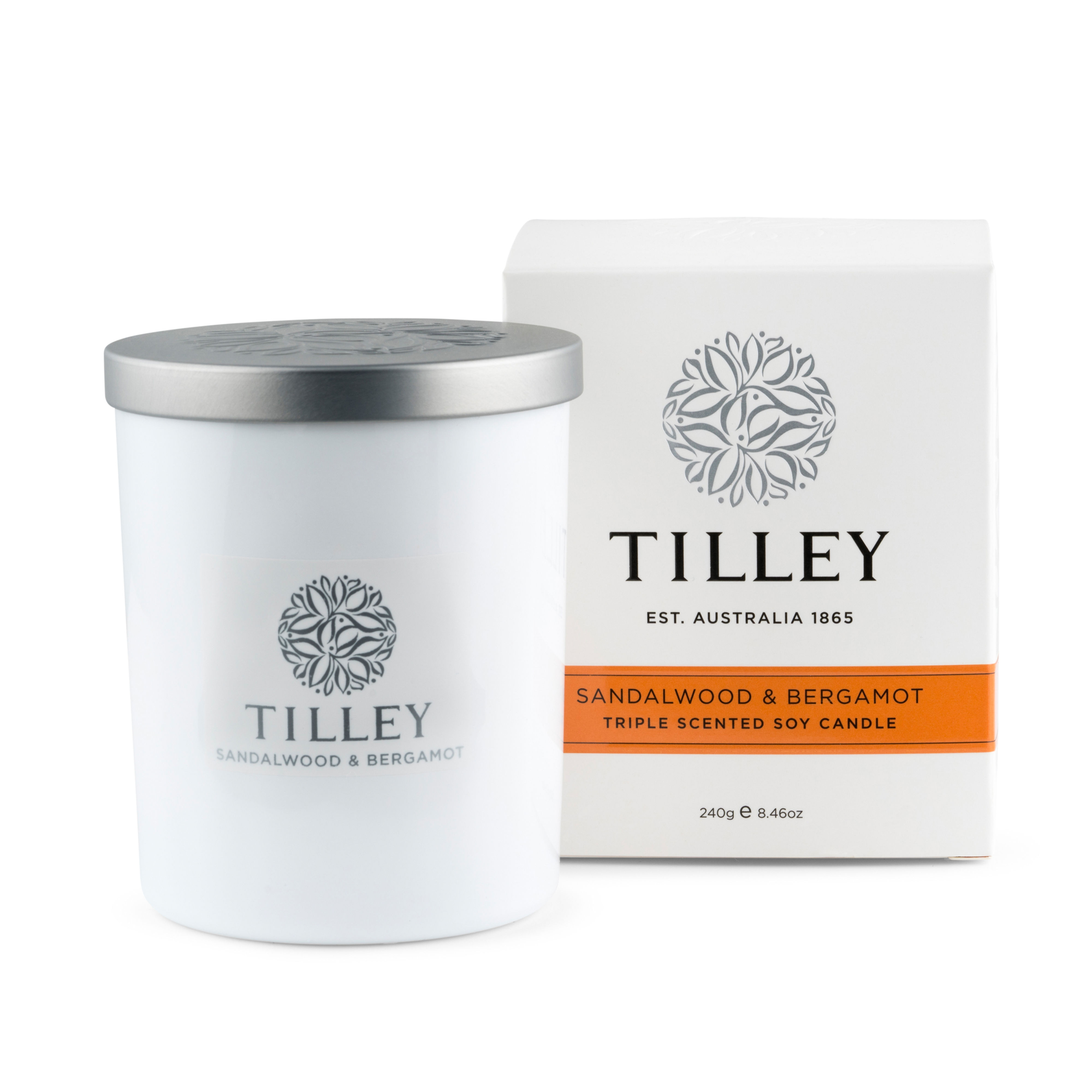 Tilley Sandalwood & Bergamot Soy Candle - 240g / 45 Hours