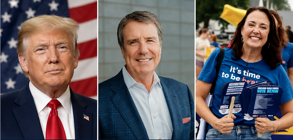 Donald Trump, Omaha City Councilman Brinker Harding, Democratic activist Denise Powell