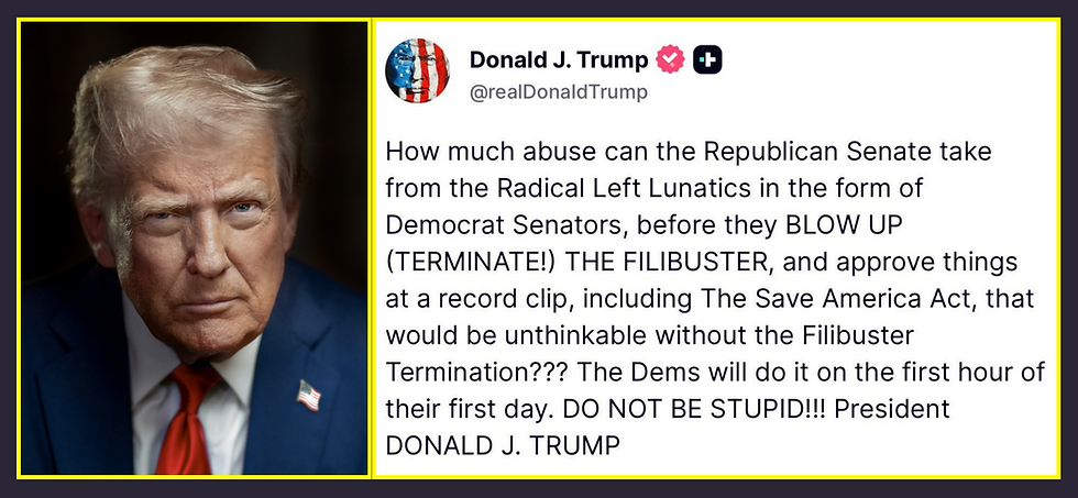 Trump Sounds Alarm: Democrats Eye Filibuster “Termination” to Fast-Track Radical Agenda