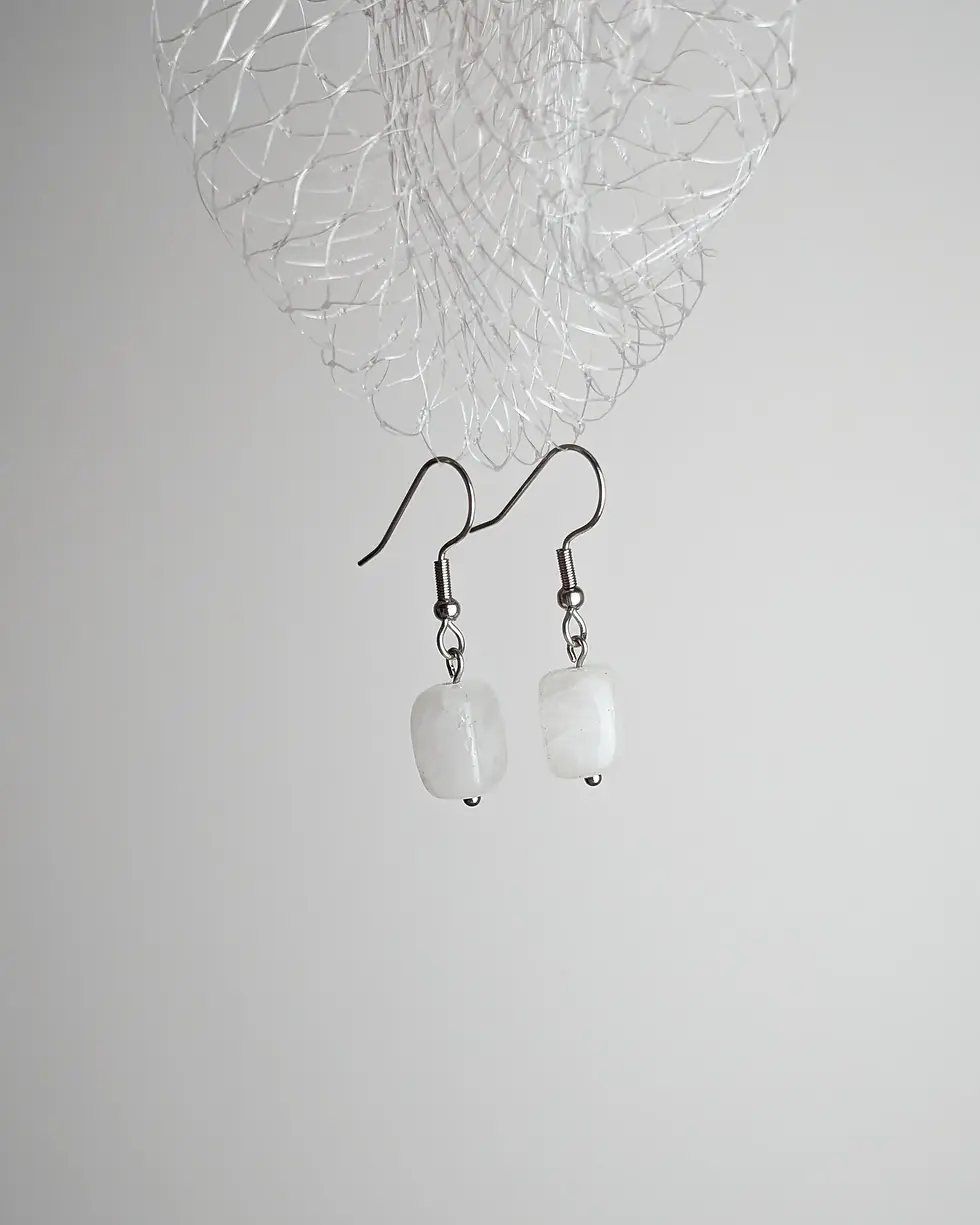 Miniatura: kolczyki ze stali szlachetnej z naturalnym kwarcem