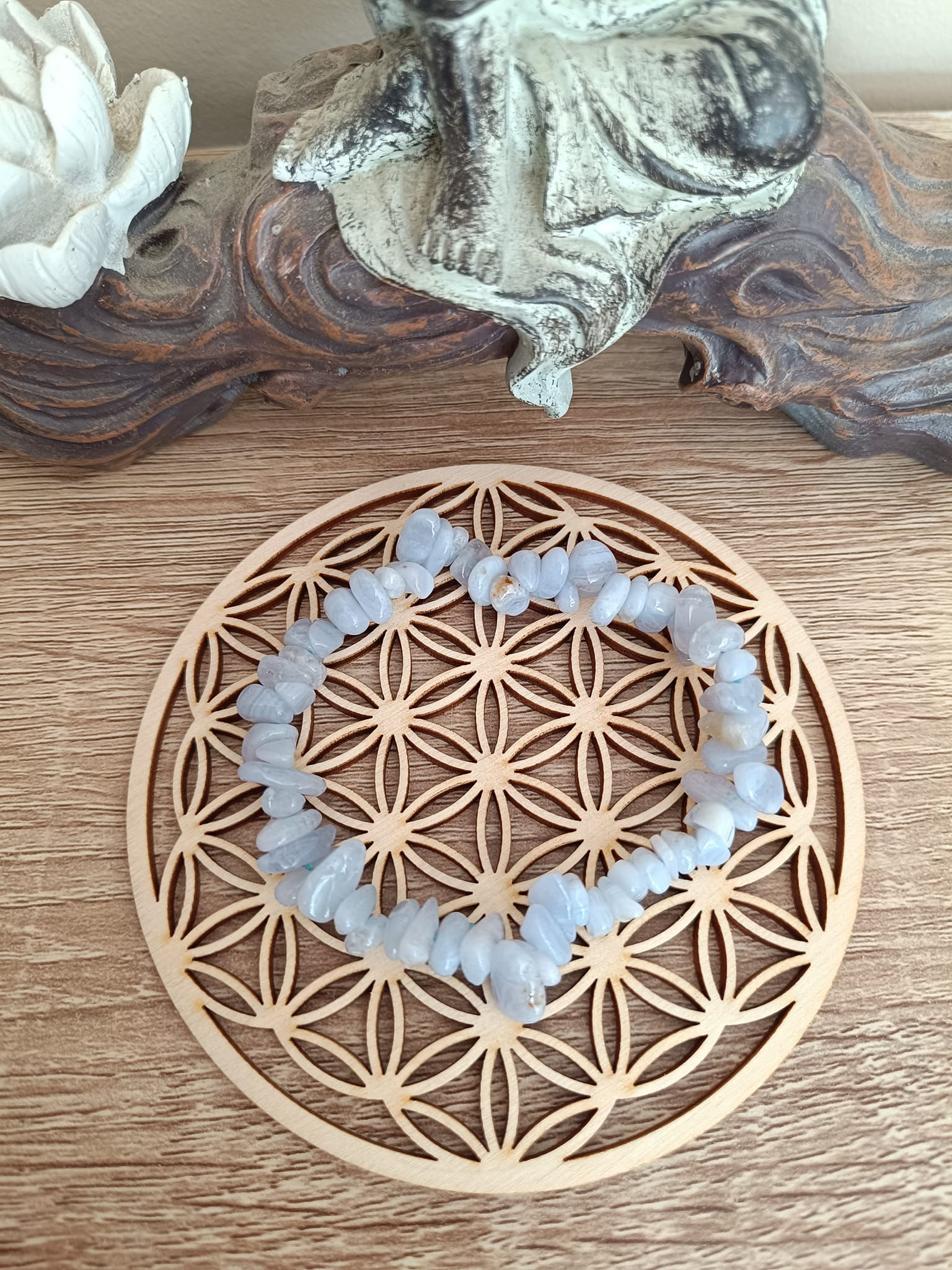 Bracelet baroque Calcédoine bleue