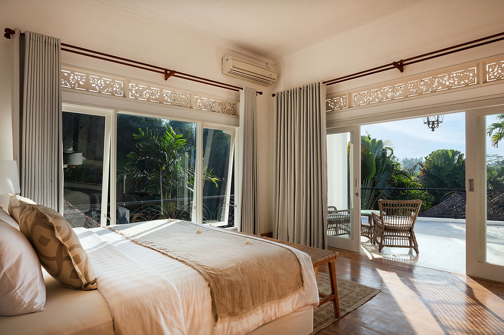 North bedroom with super-king size, extra-length bed