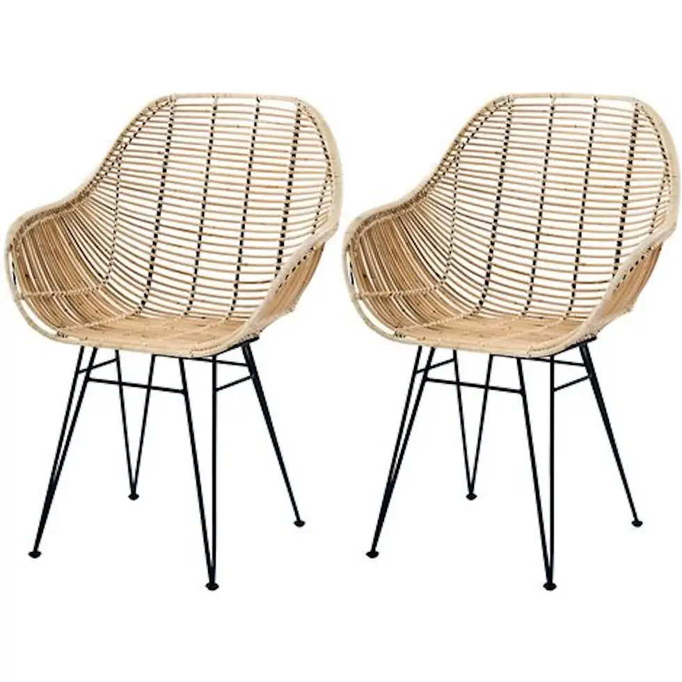Miniature : FAUTEUIL ROTIN ET TABLE BASSE